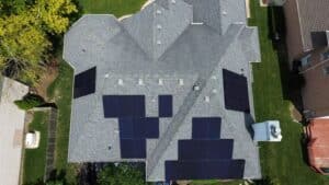 Solar panels installed on the roof of a house.